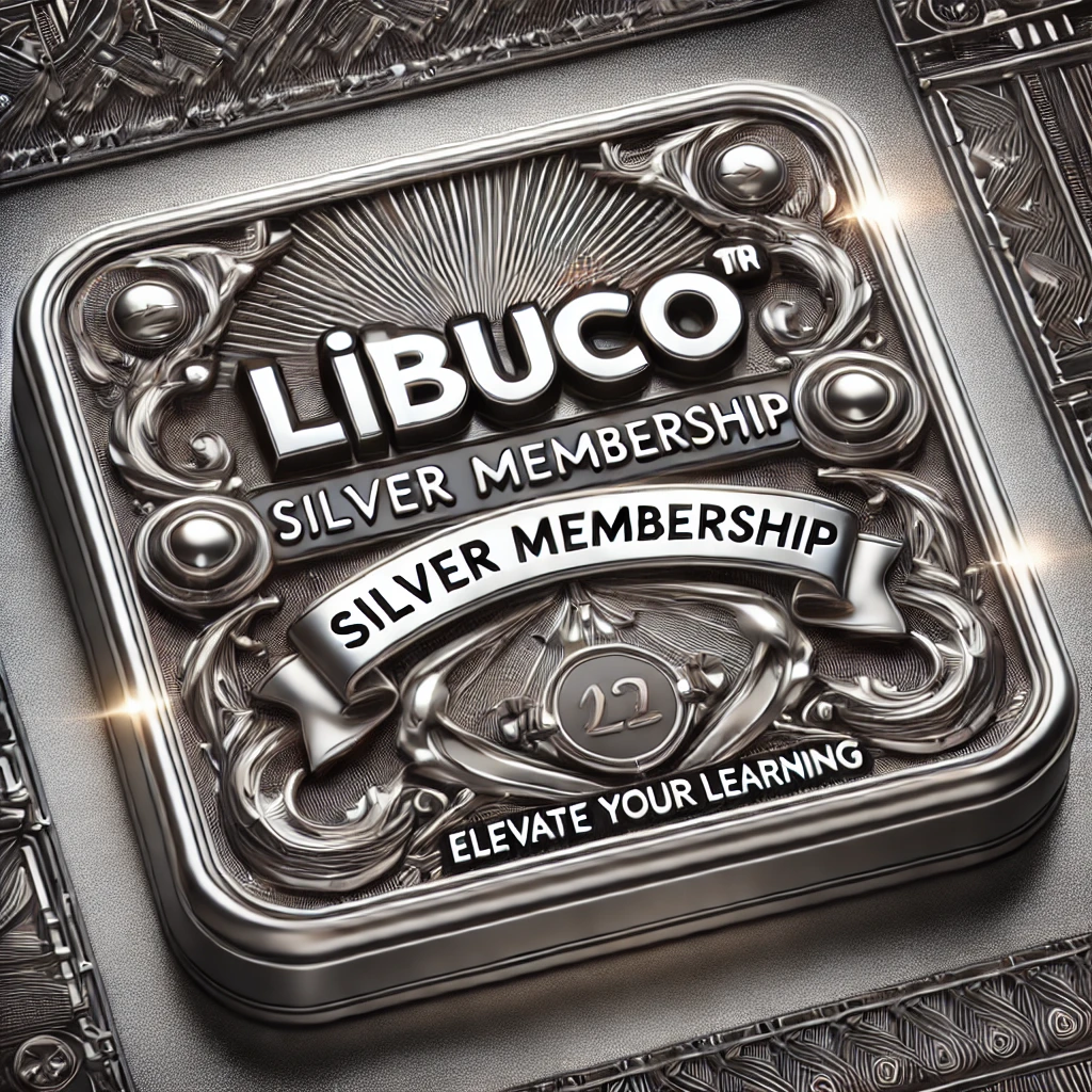 DALL·E 2025-01-24 21.49.04 – A refined and highly detailed product image for the Silver Membership of LIBUCO®. The design features a silver-colored badge with intricate embossed p